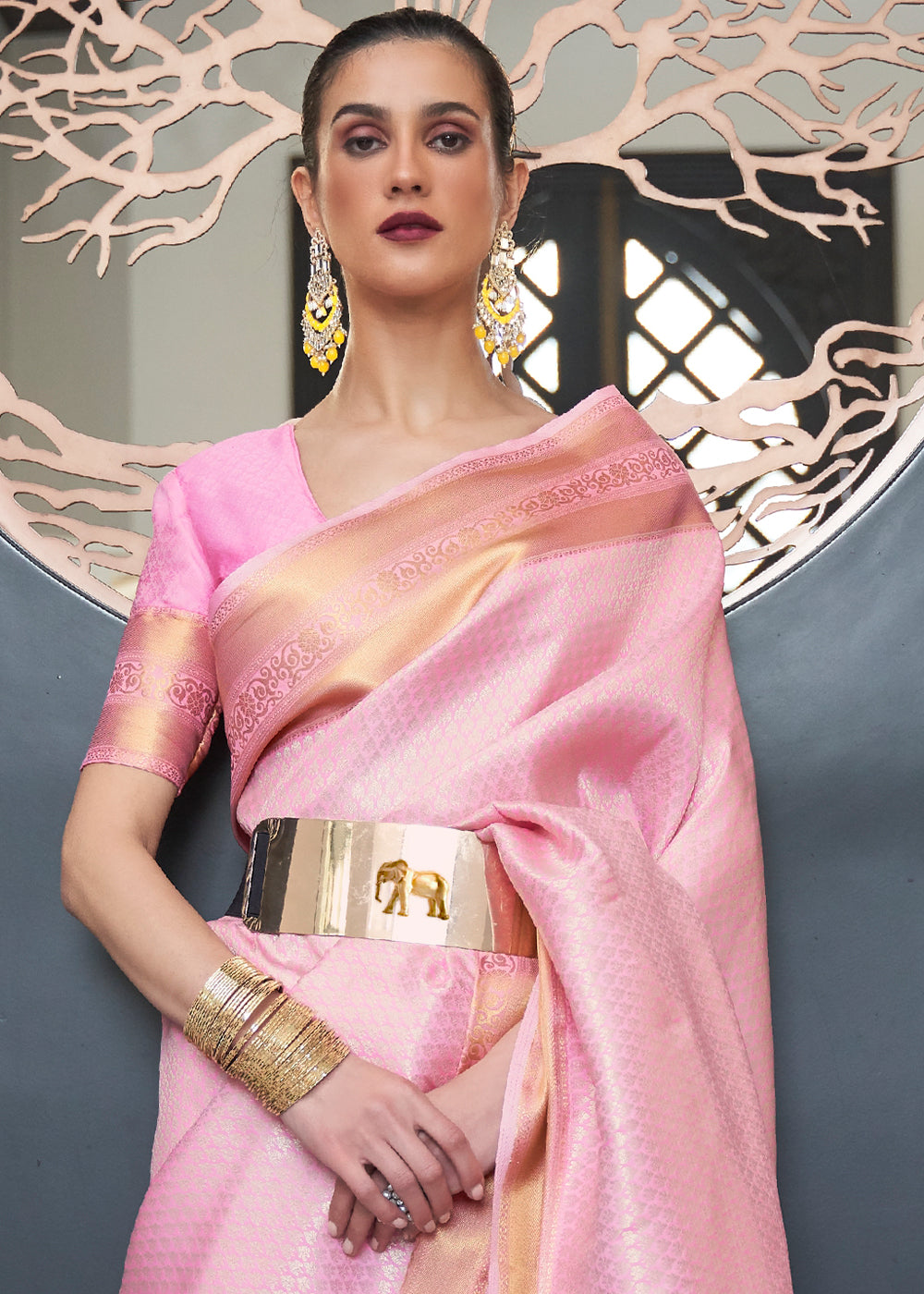 Persian Pink Woven Soft Silk Saree
