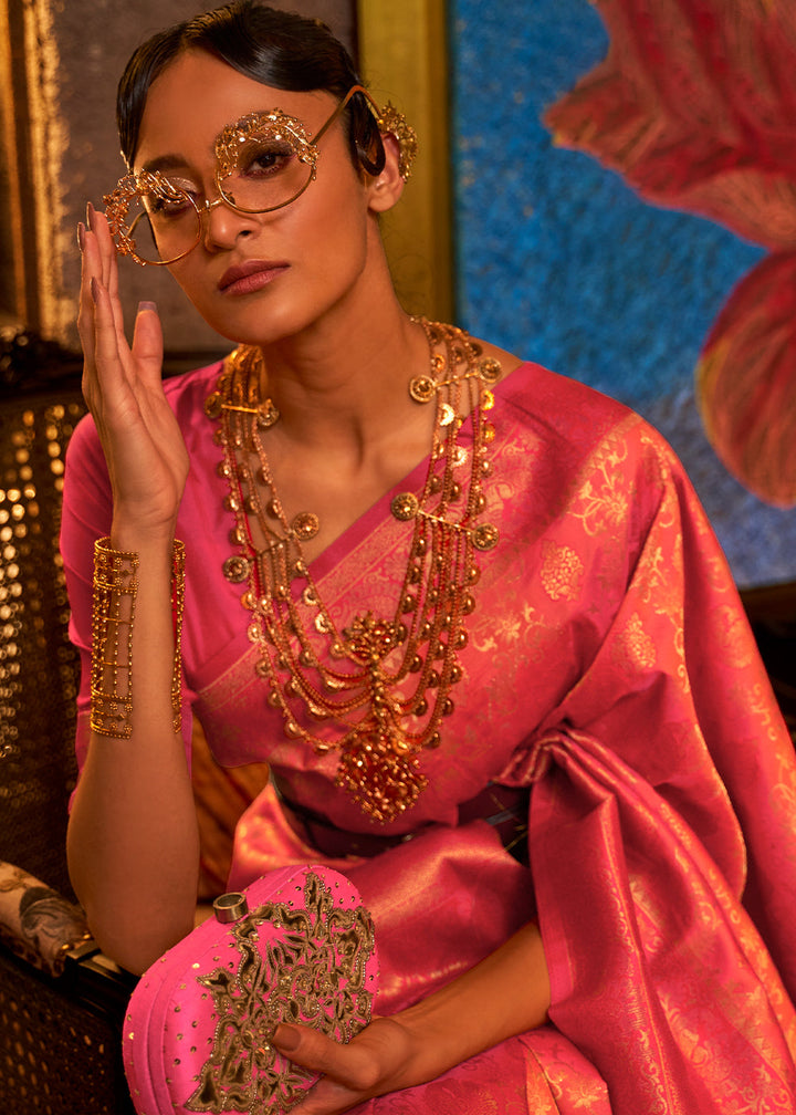 Shades Of Pink Zari Woven Soft Silk Saree
