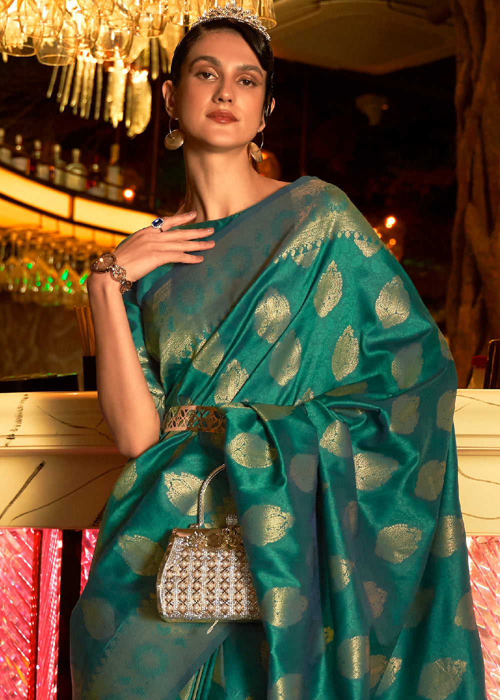 Castleton Green Handloom Woven Banarasi Silk Saree