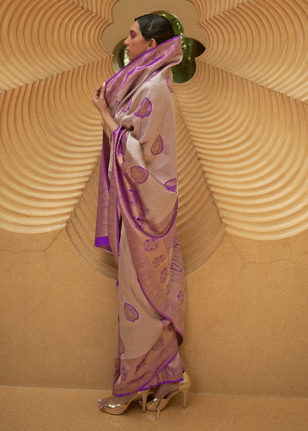 Shades Of Purple Two Tone Woven Silk Saree
