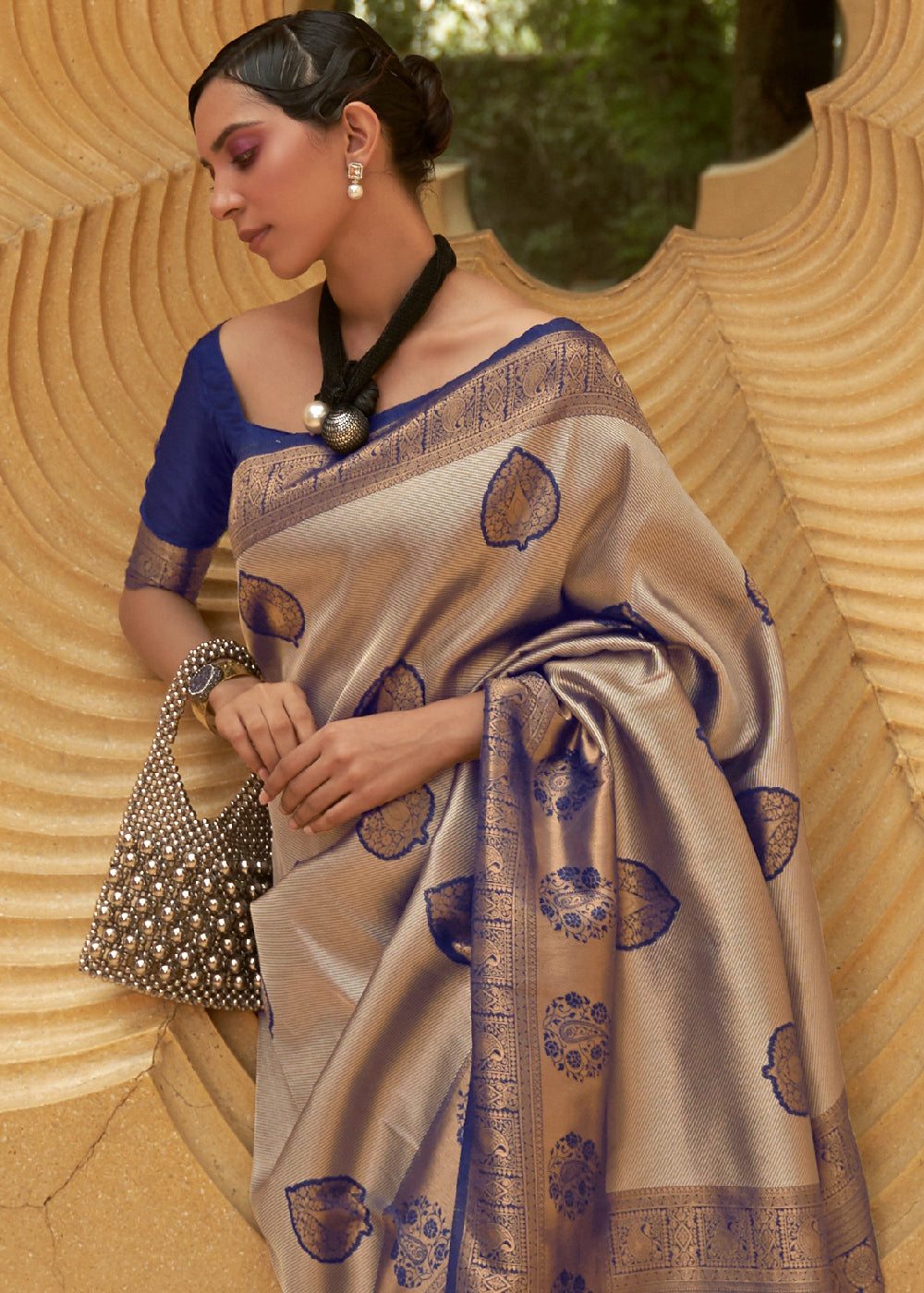 Shades Of Blue Two Tone Woven Silk Saree