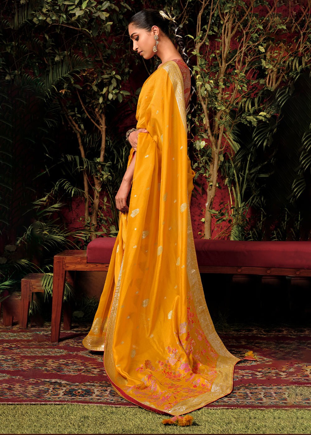 Honey Yellow Zari Woven Dola Silk Saree with Designer Pallu