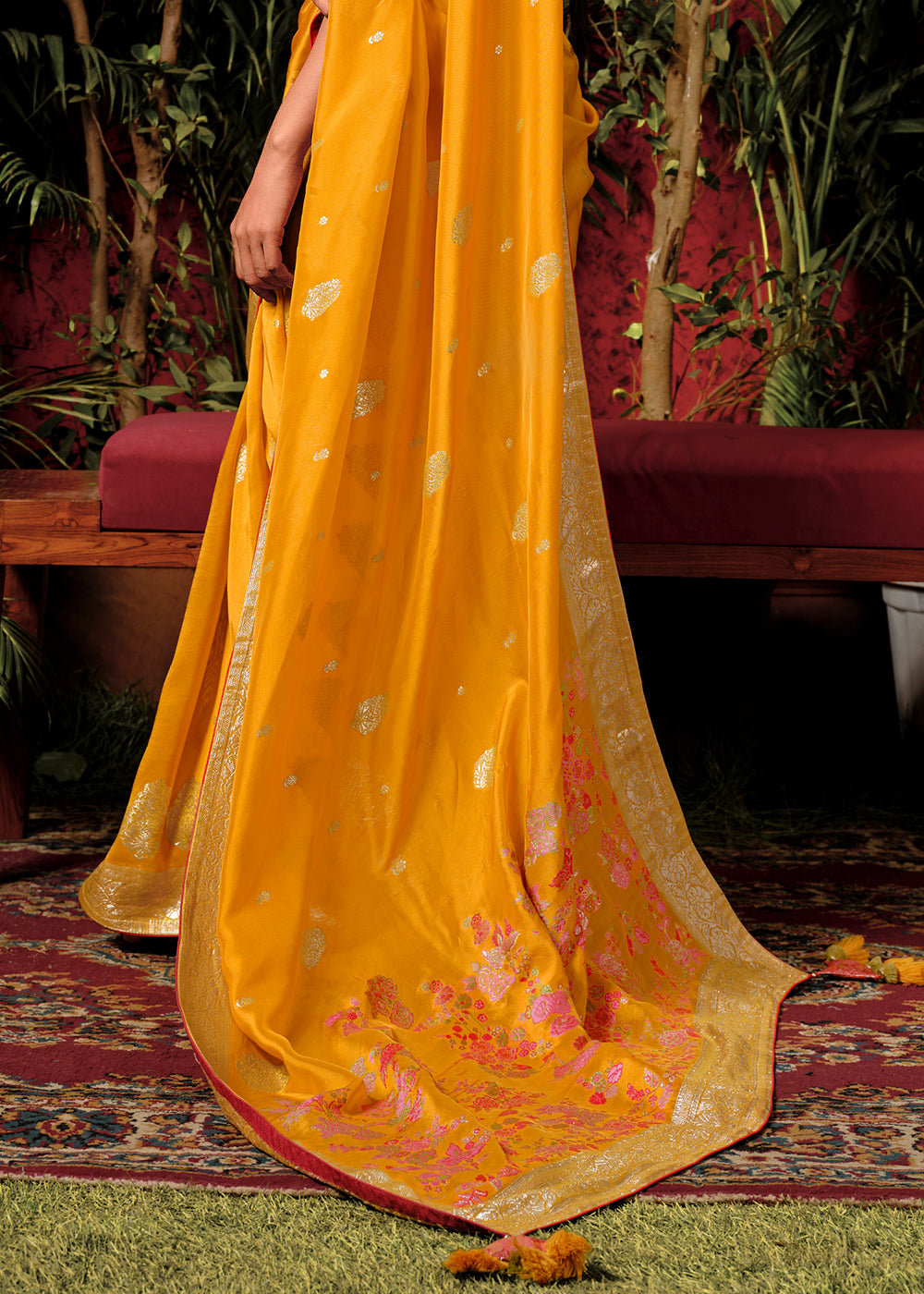 Honey Yellow Zari Woven Dola Silk Saree with Designer Pallu