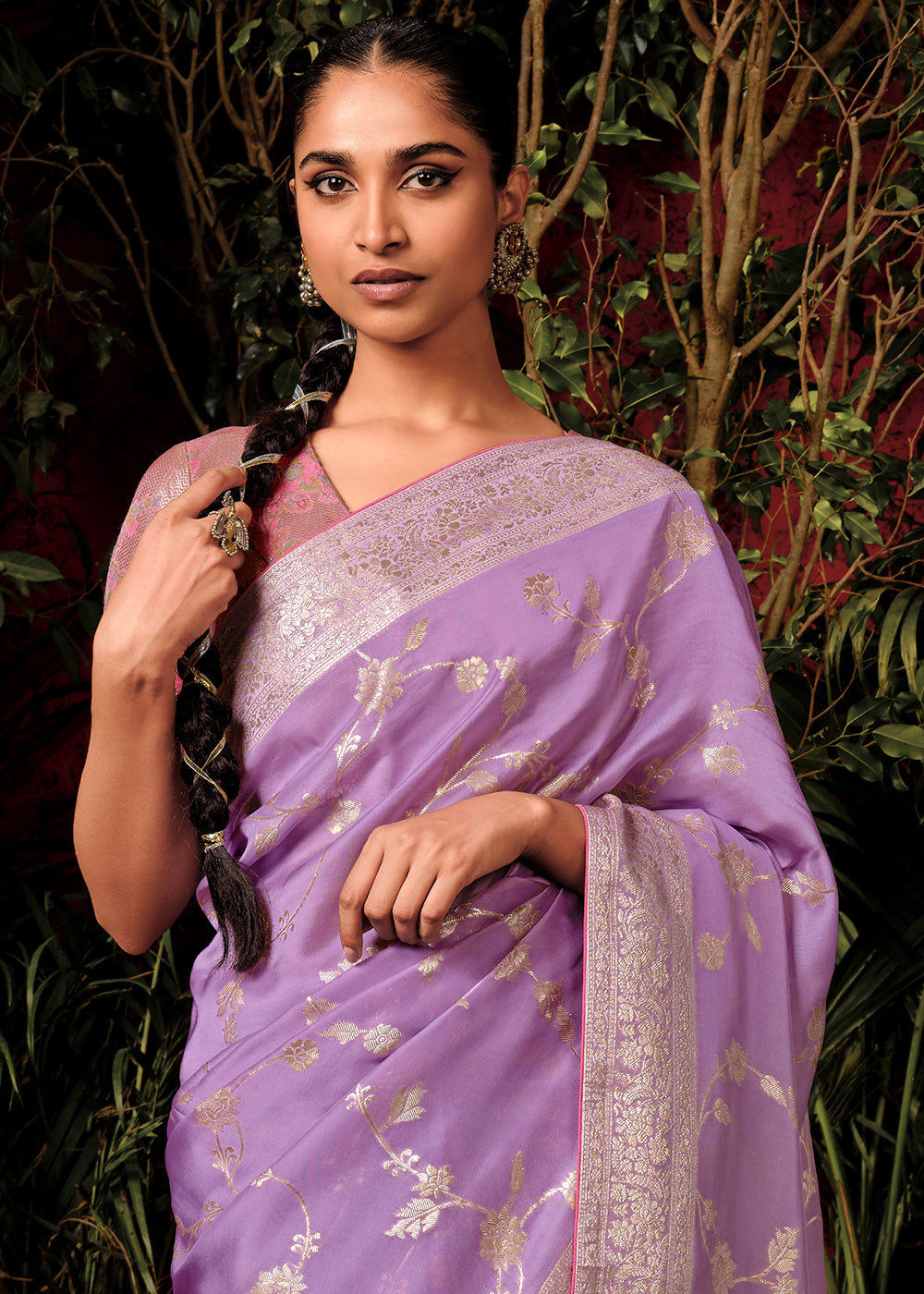 Amethyst Purple Zari Woven Dola Silk Saree with Designer Pallu