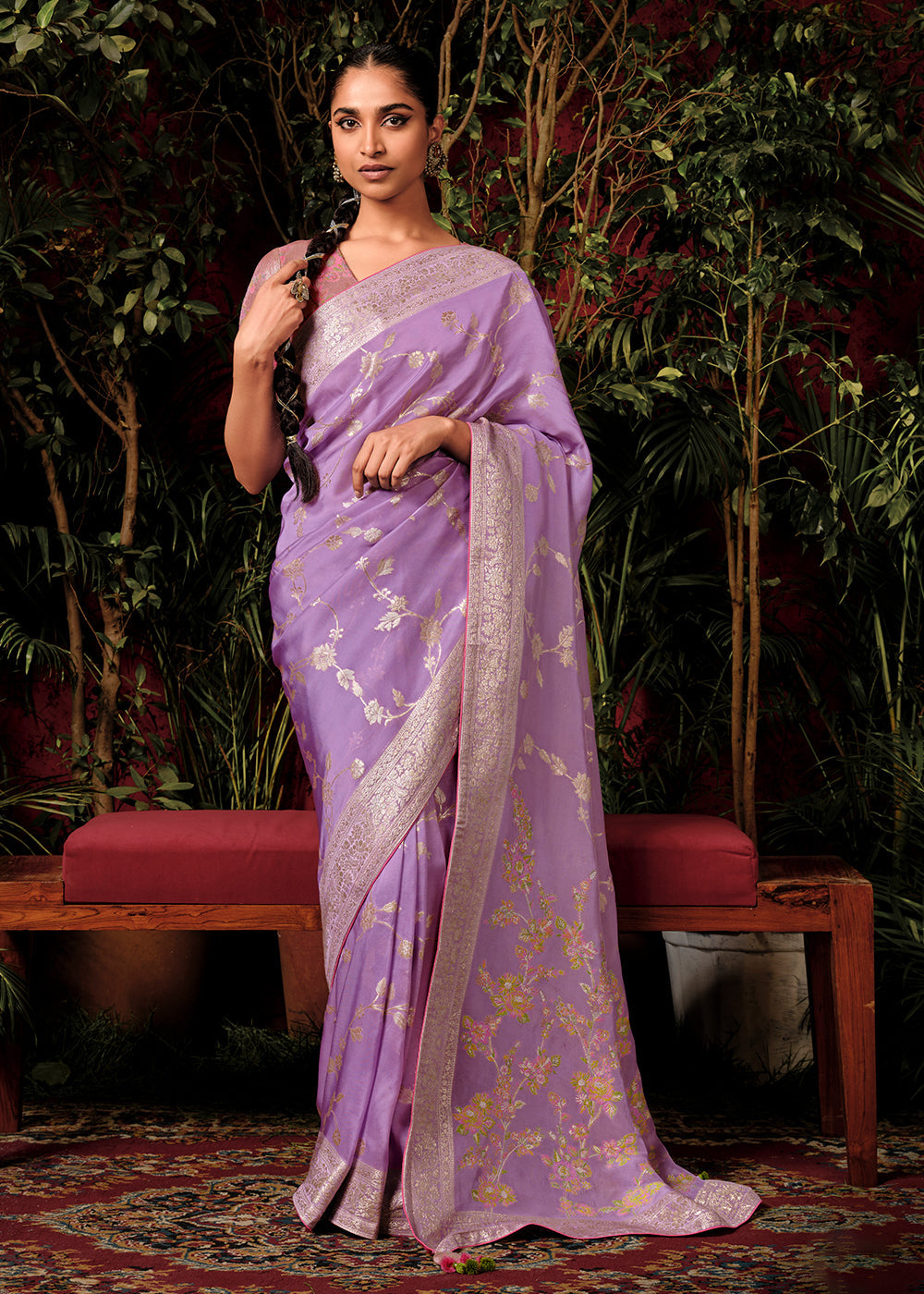 Amethyst Purple Zari Woven Dola Silk Saree with Designer Pallu