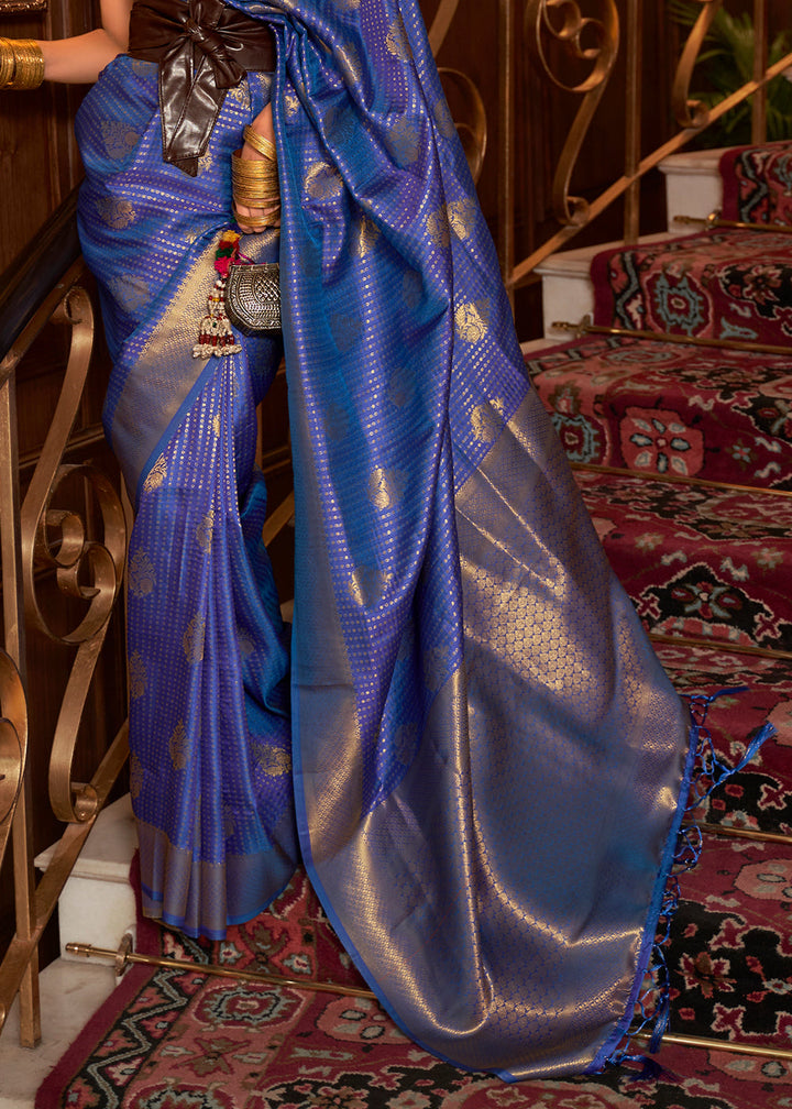 Lapis Blue Woven Banarasi Silk Saree