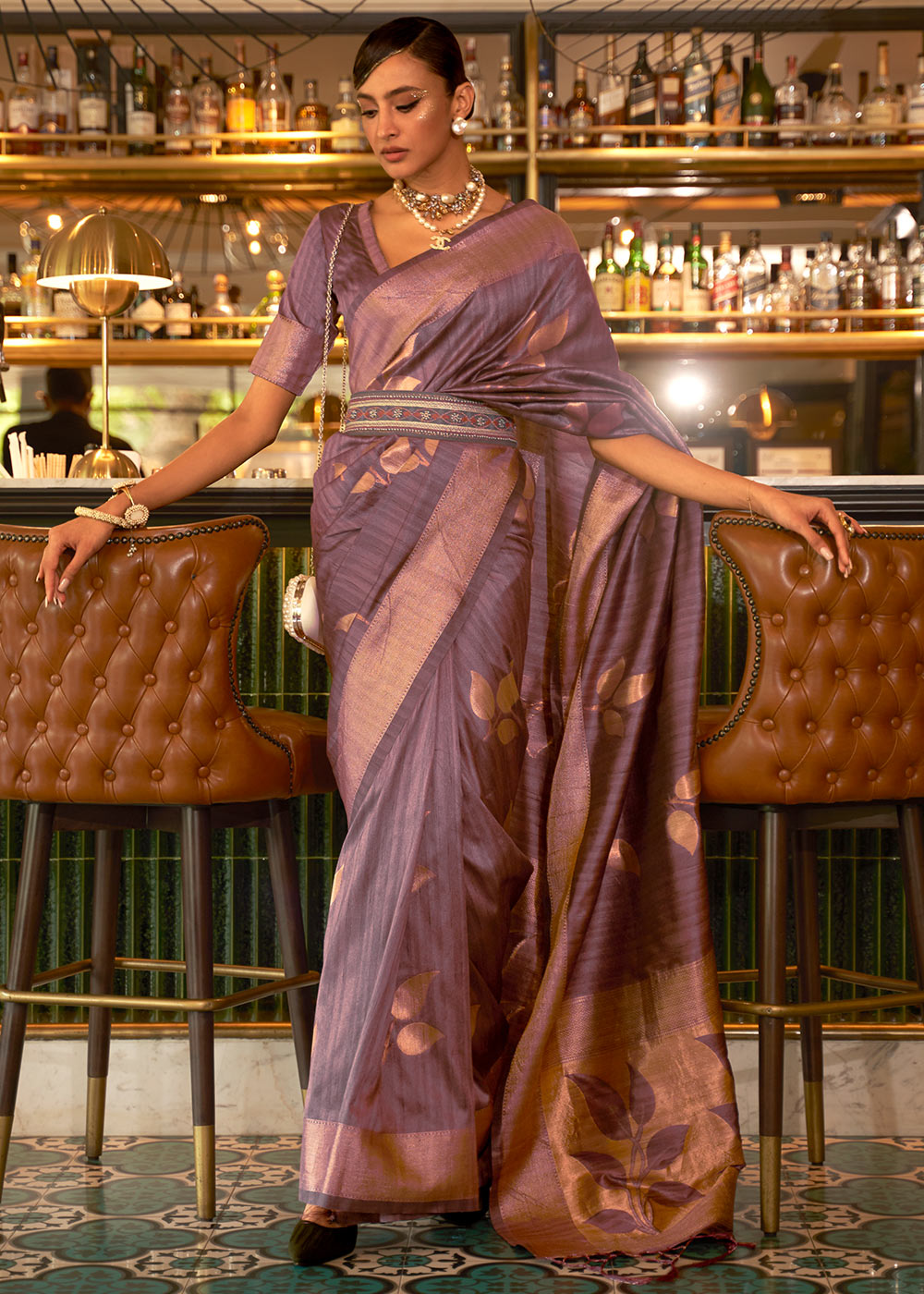 Razzmic Berry Purple Zari Woven Handloom Weaving Silk Saree