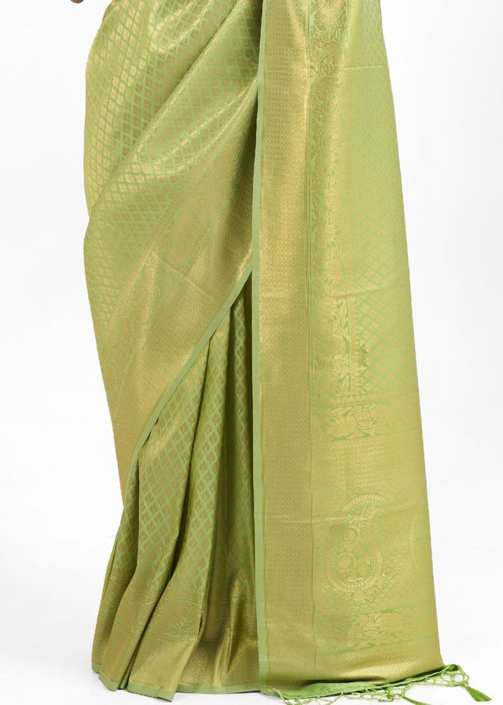 Pistachio Green Kanjivaram Soft Woven Silk Saree