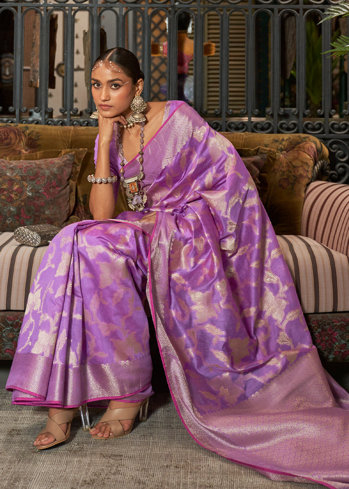 Amethyst Purple Handloom Woven Designer Silk Saree