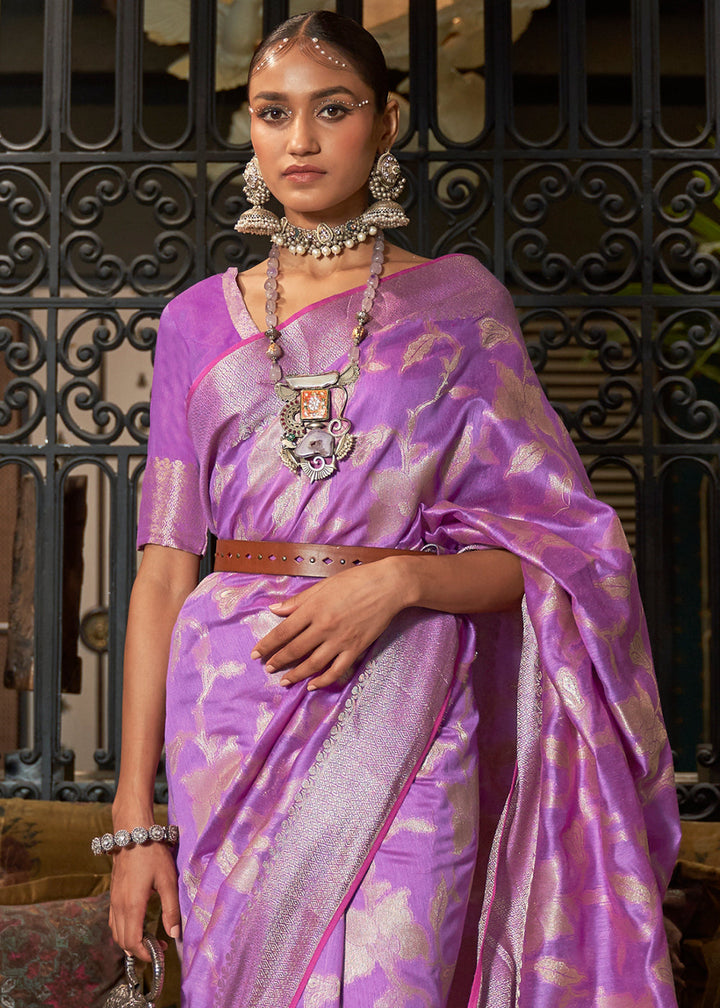 Amethyst Purple Handloom Woven Designer Silk Saree