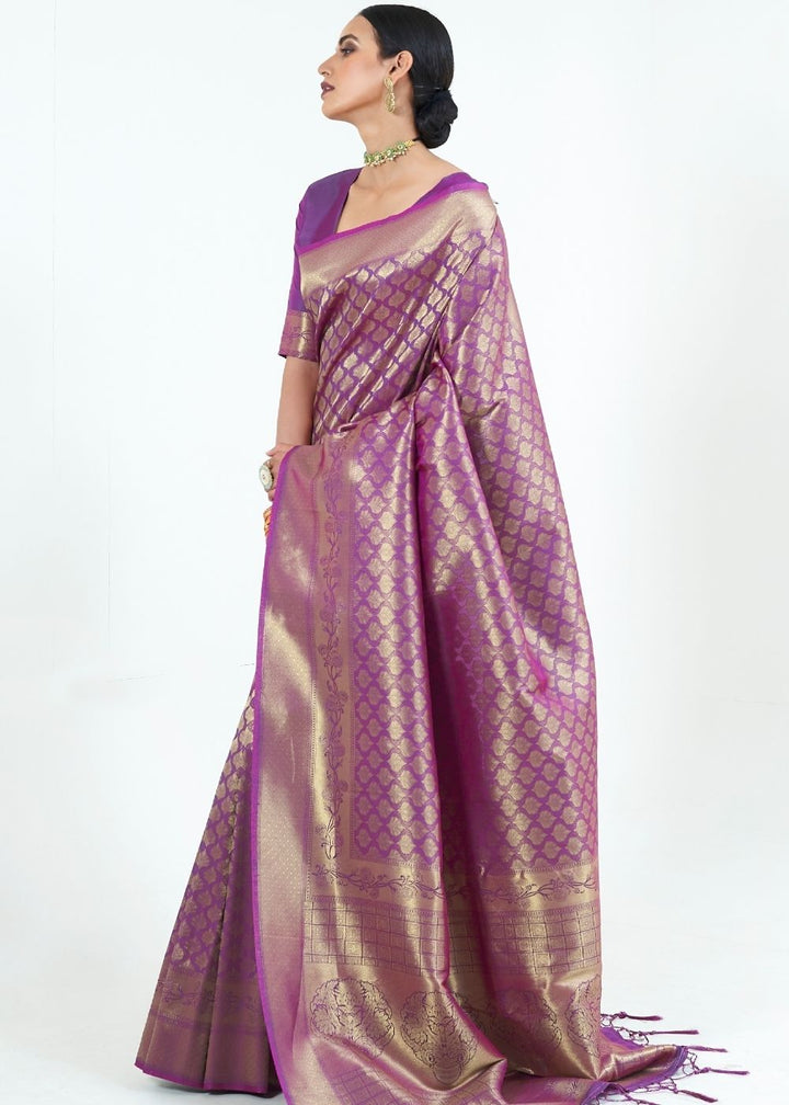 Irish Purple Woven Kanjivaram Silk Saree : Limited Edition