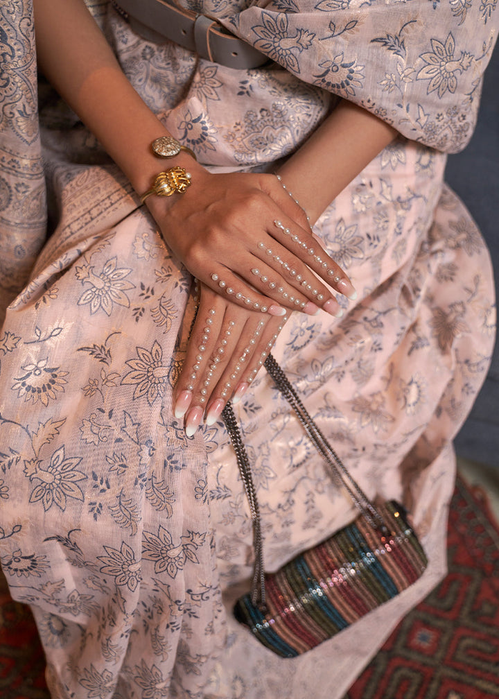 Valentine Pink Kashmiri Woven Cotton Silk Saree