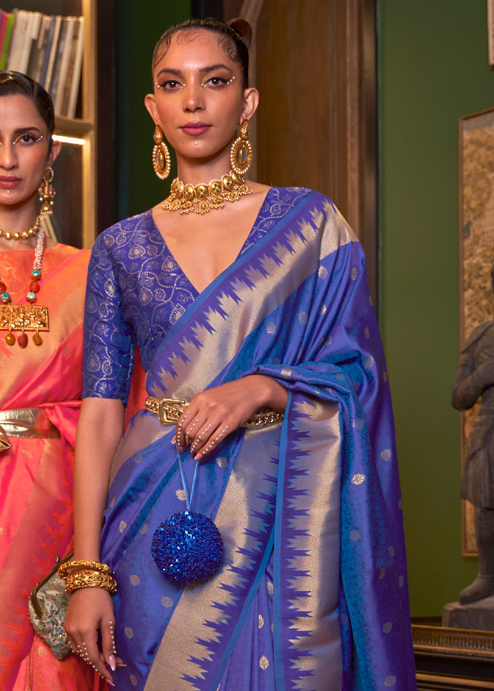 Admiral Blue Blue Handloom Woven Banarasi Silk Saree