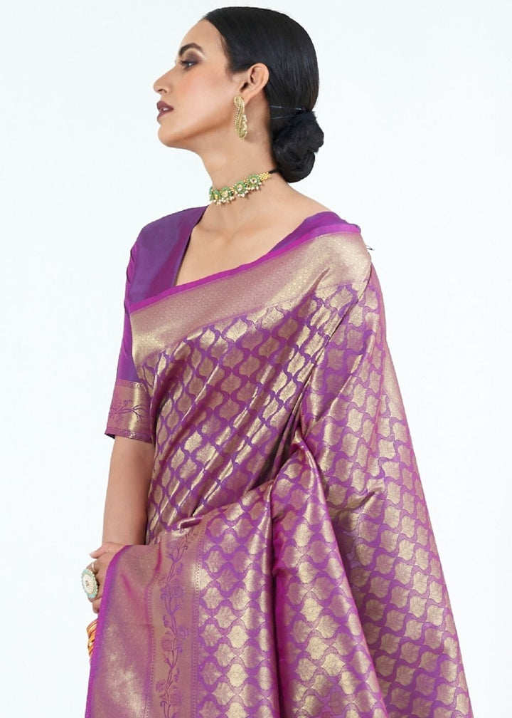 Irish Purple Woven Kanjivaram Silk Saree : Limited Edition