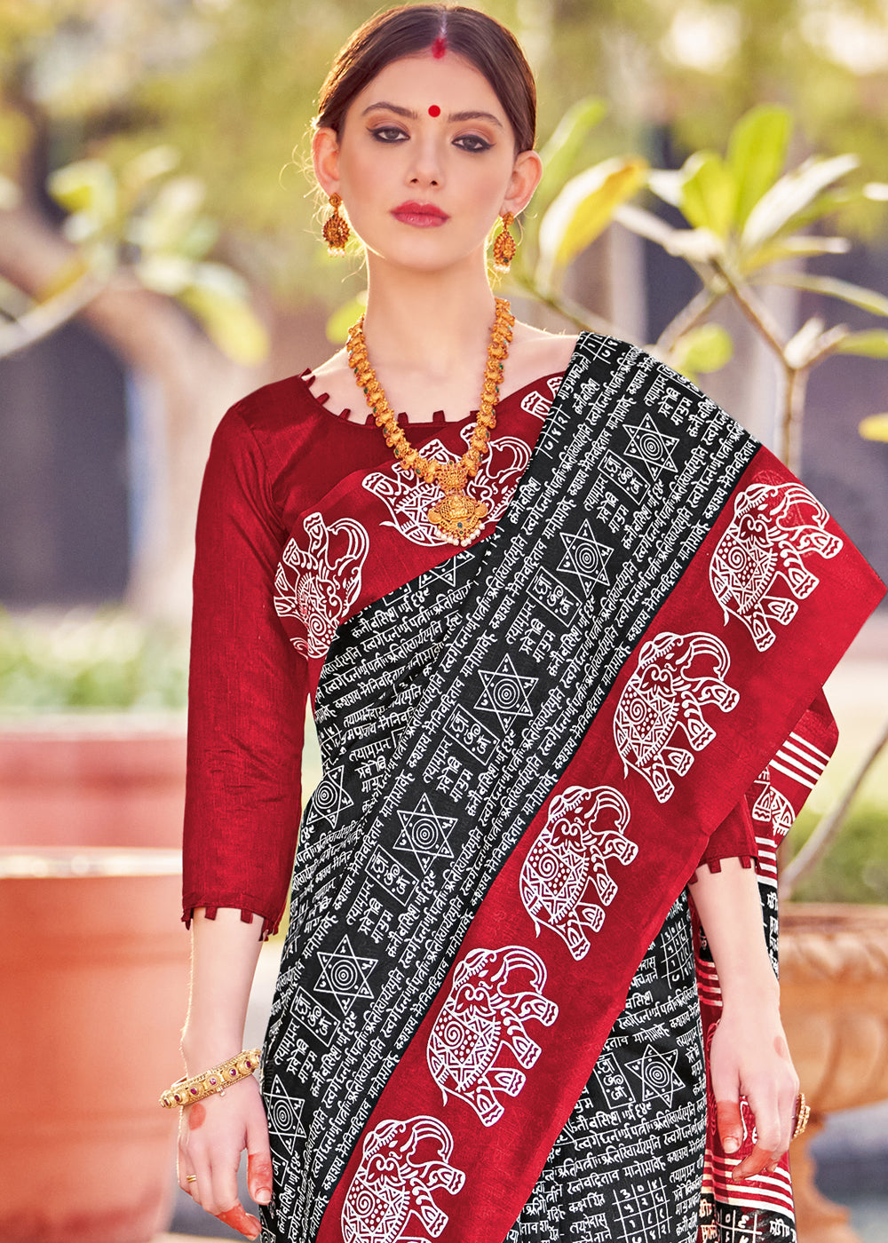 Pebble Black Bhagalpuri Printed Saree: Summer Edition