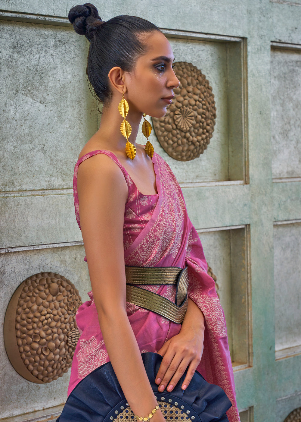 SpicyPink Purple Chikankari Weaving Silk Saree with Sequins work