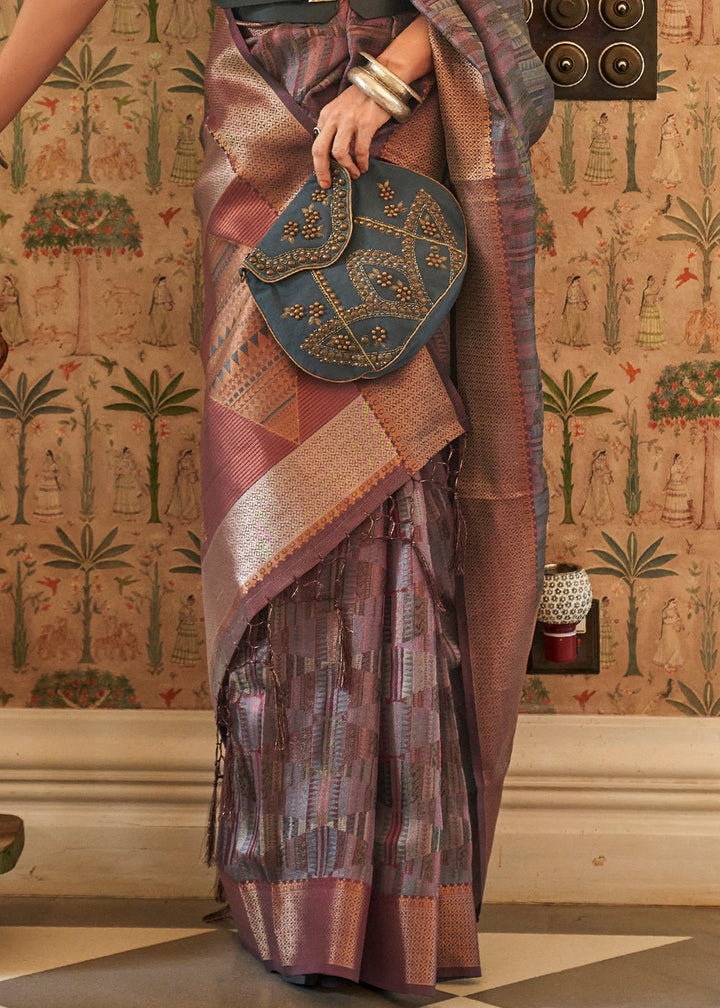 Multi Coloured Two Tone Handloom Weaving Organza Silk Saree : Top Pick