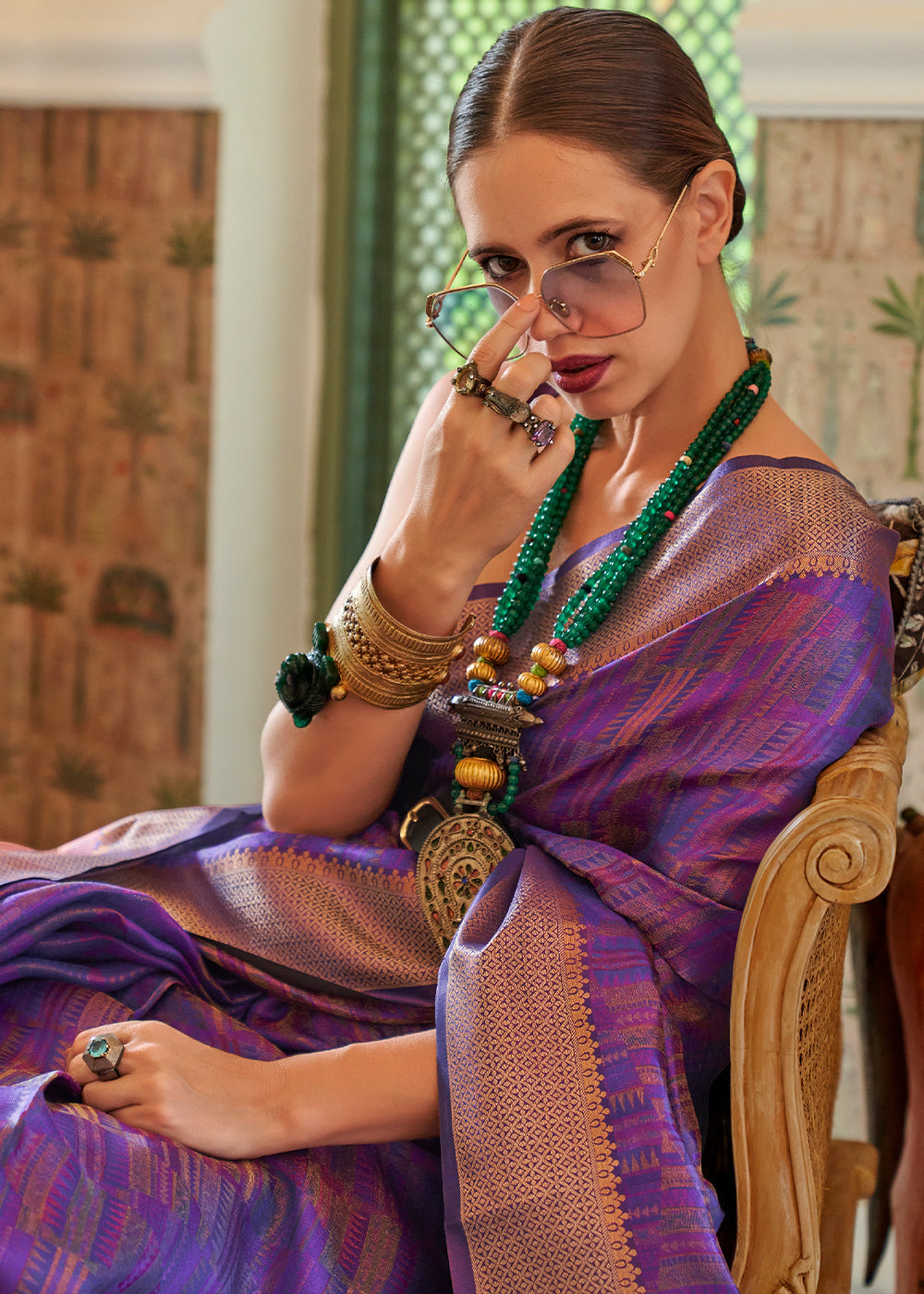 Indigo Purple Two Tone Handloom Weaving Organza Silk Saree : Top Pick