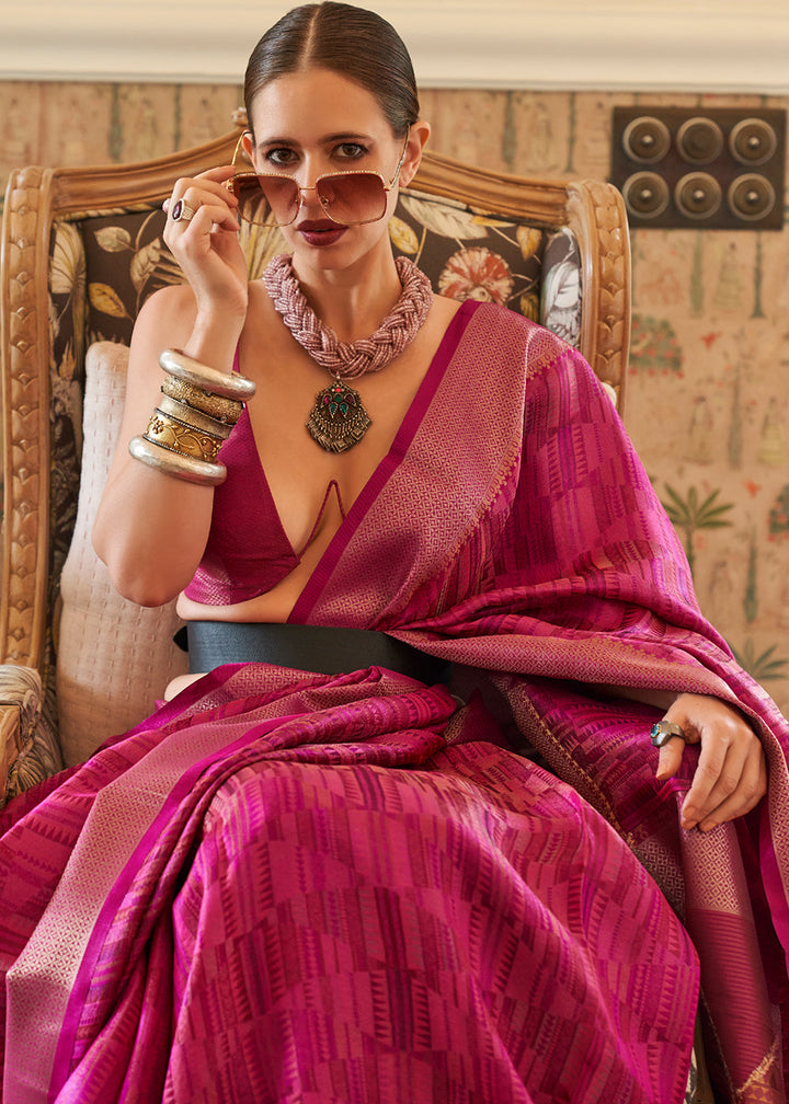 Magenta Pink Two Tone Handloom Weaving Organza Silk Saree : Top Pick