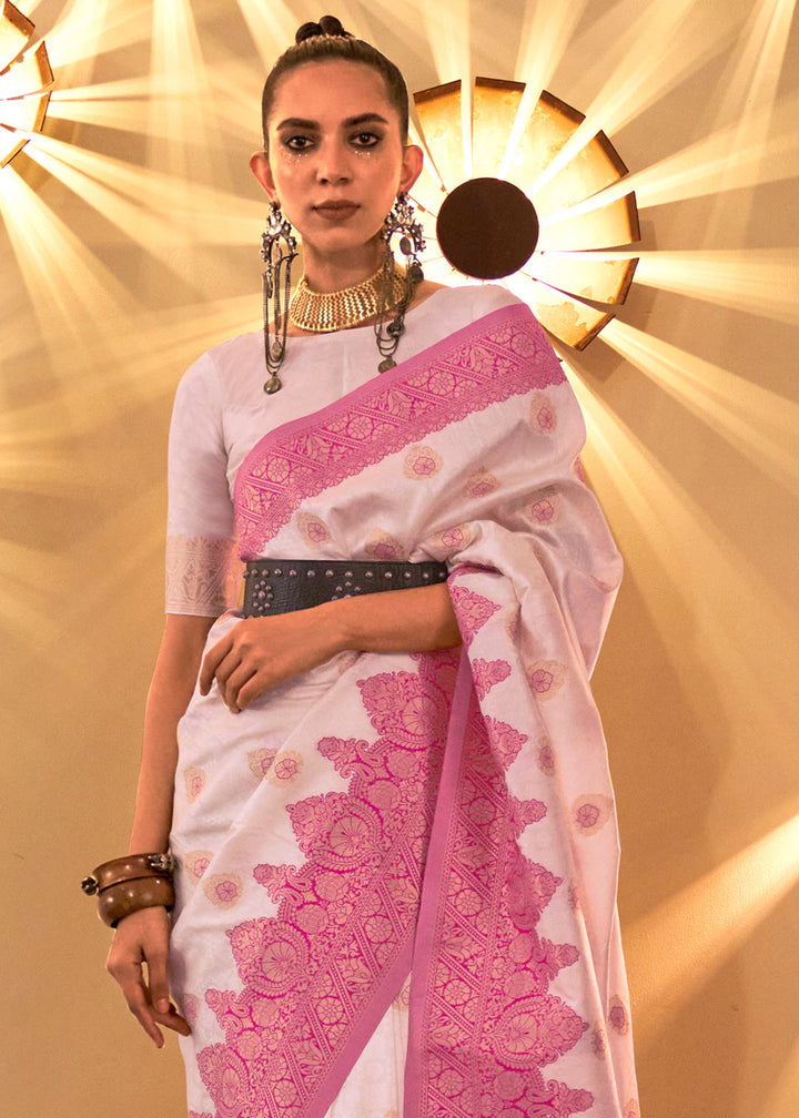 Shades Of Pink Handloom Woven Banarasi Silk Saree