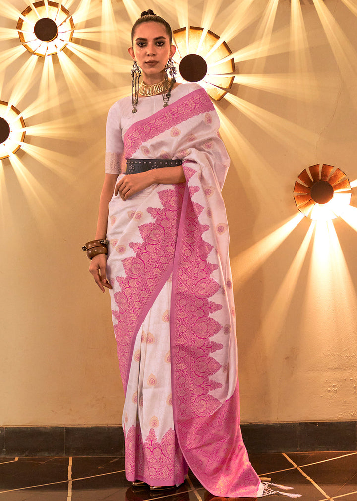 Shades Of Pink Handloom Woven Banarasi Silk Saree