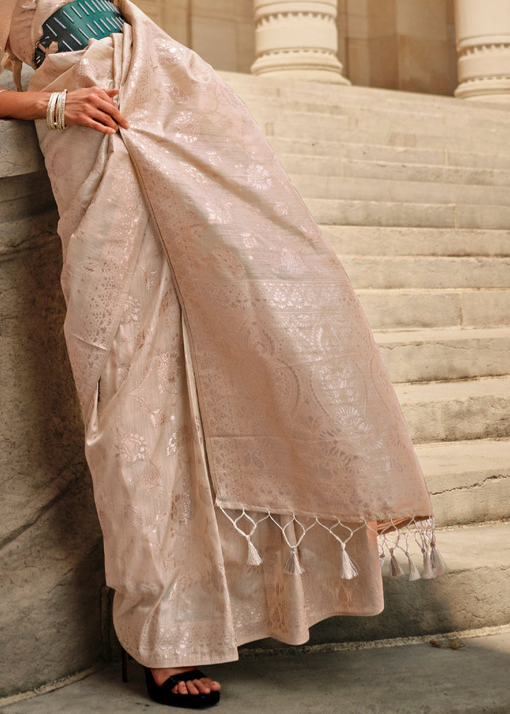 Shades Of Brown Gota Zari Handloom Weaving Silk Saree