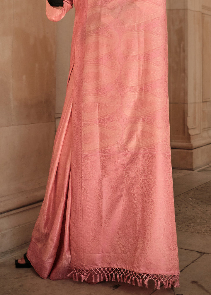 Mauvelous Pink Woven Satin Silk Saree