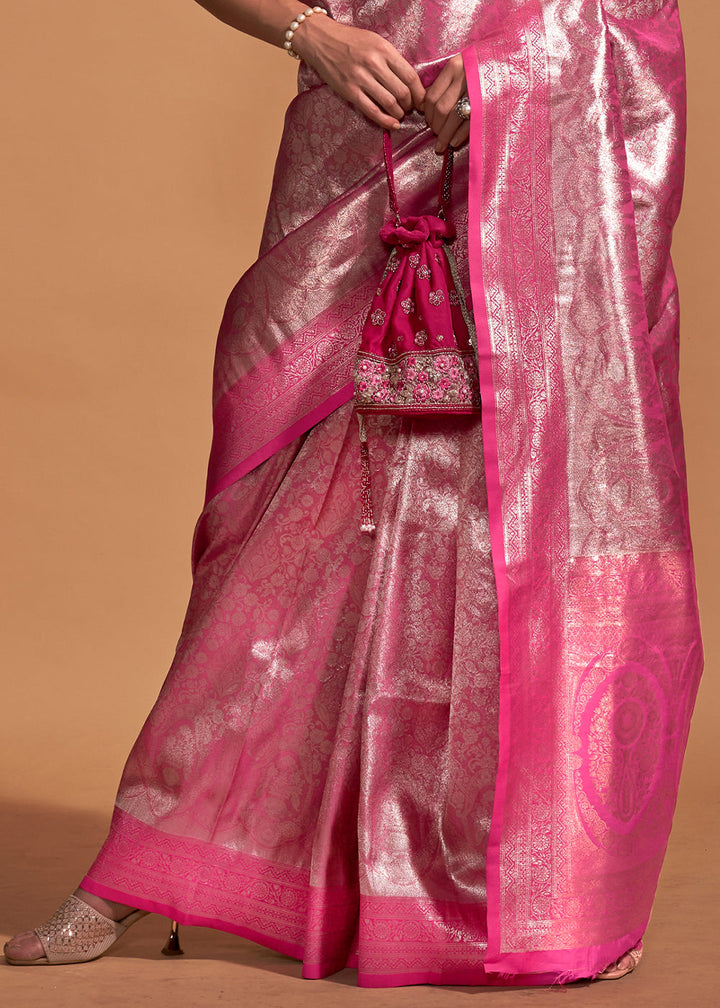 Shades Of Pink Handloom Woven Kanjivaram Silk Saree