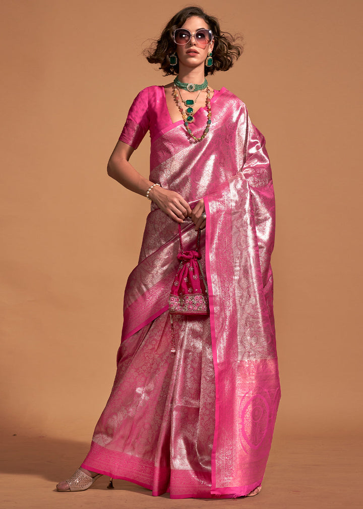 Shades Of Pink Handloom Woven Kanjivaram Silk Saree