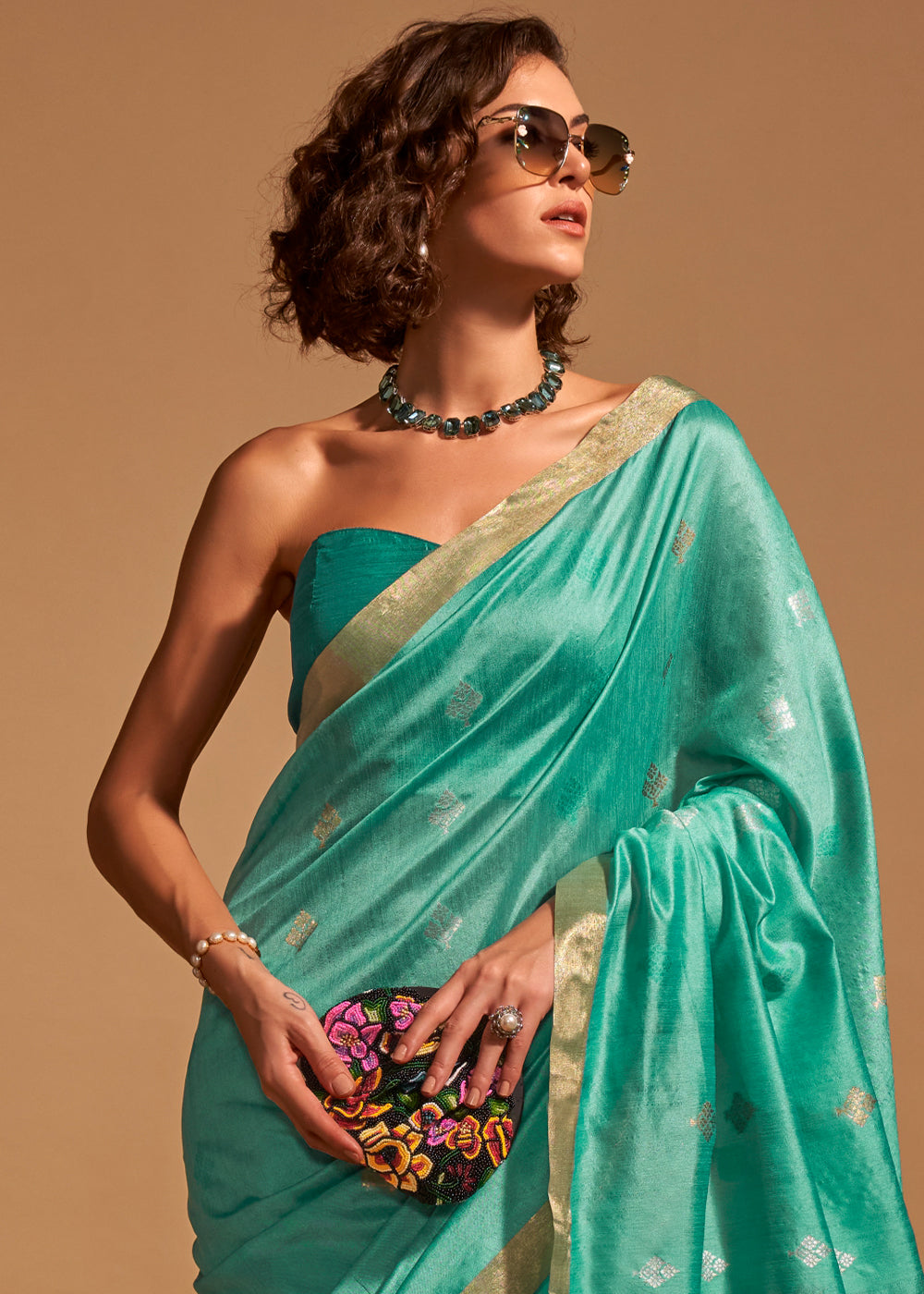 Sapphire Blue Handloom Woven Silk Saree