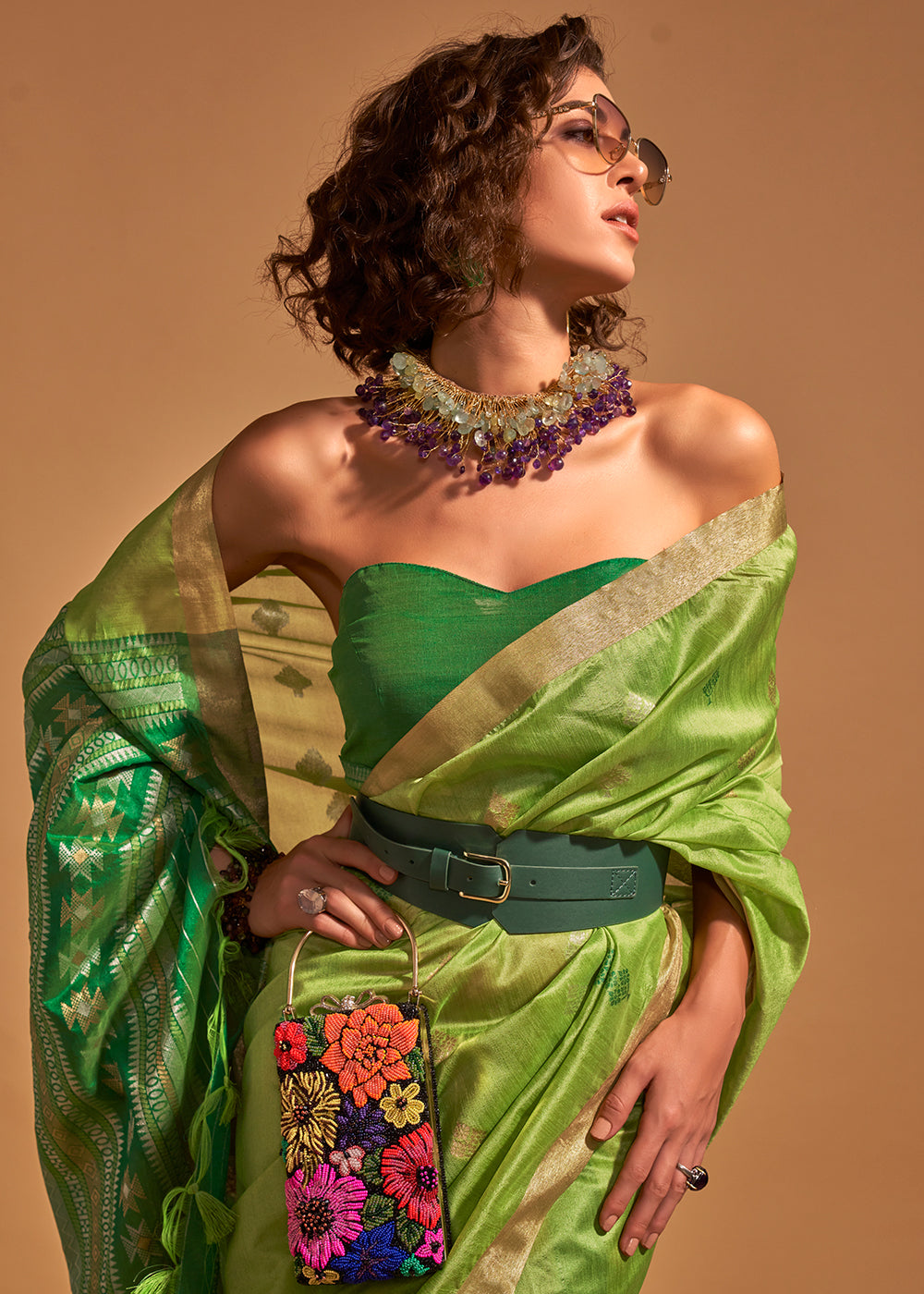 Shades Of Green Handloom Woven Silk Saree