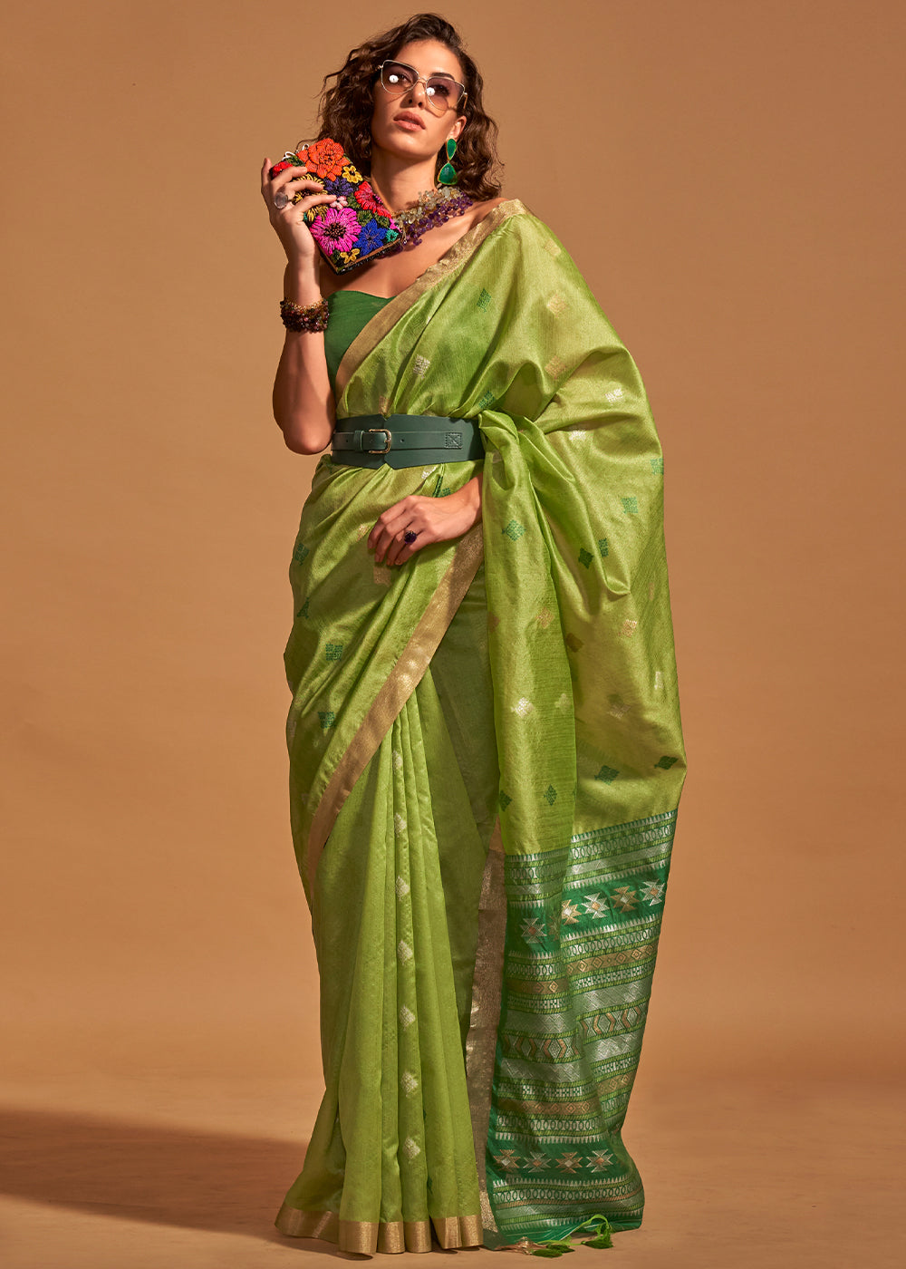 Shades Of Green Handloom Woven Silk Saree