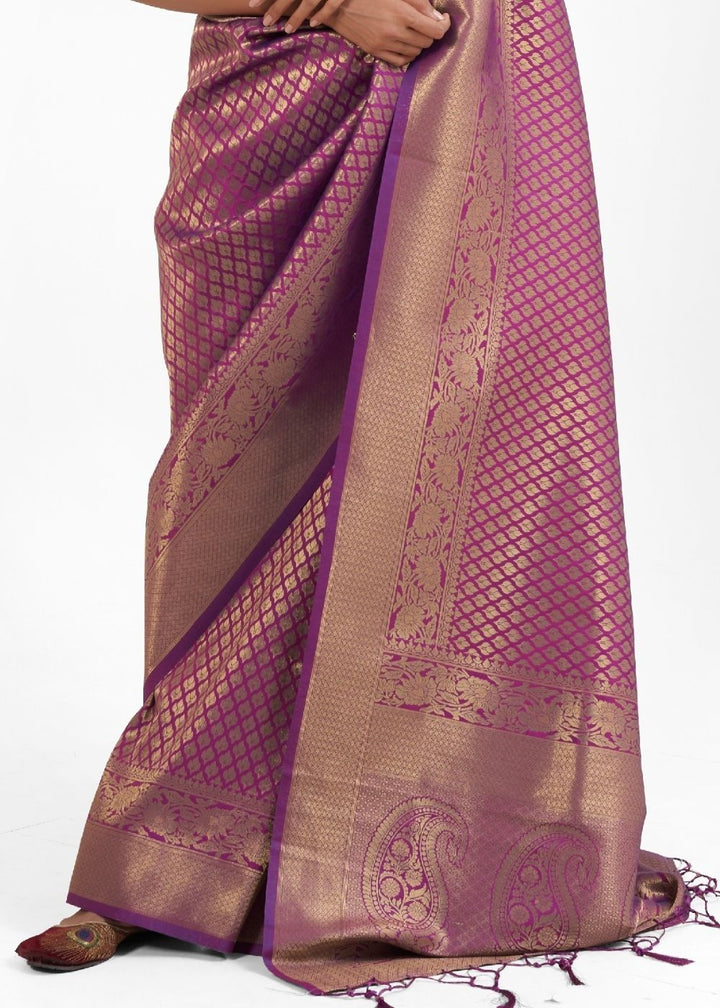 Byzantium Purple Kanjivaram Soft Woven Silk Saree