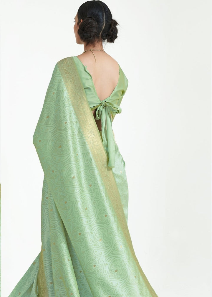 Pastel Green Woven Kanjivaram Silk Saree