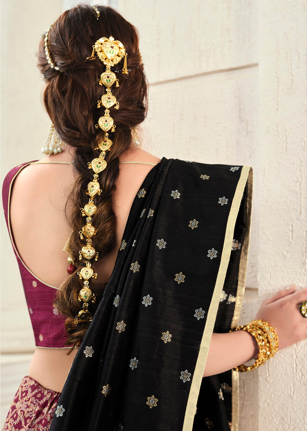 Midnight Black Banarasi Silk Lehenga Choli with Contrast Dupatta