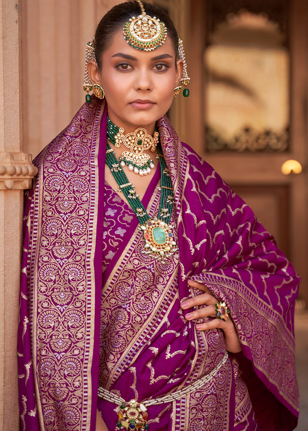 Magenta Purple Zari Woven Soft Banarasi Silk Saree