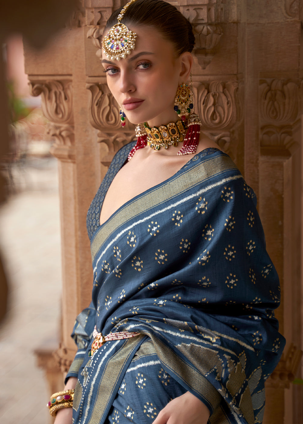 Indigo Dye Blue Zari Woven Soft Banarasi Silk Saree