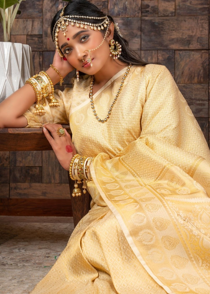 Golden Woven Kanjivaram Silk Saree