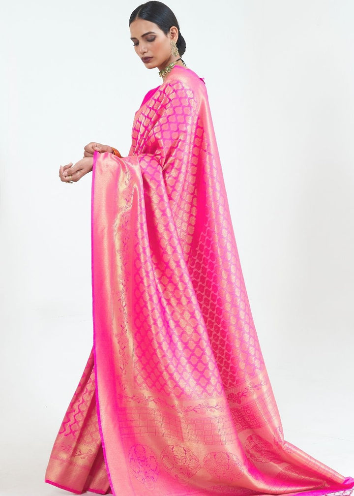 Fuscia Pink Woven Kanjivaram Silk Saree : Limited Edition