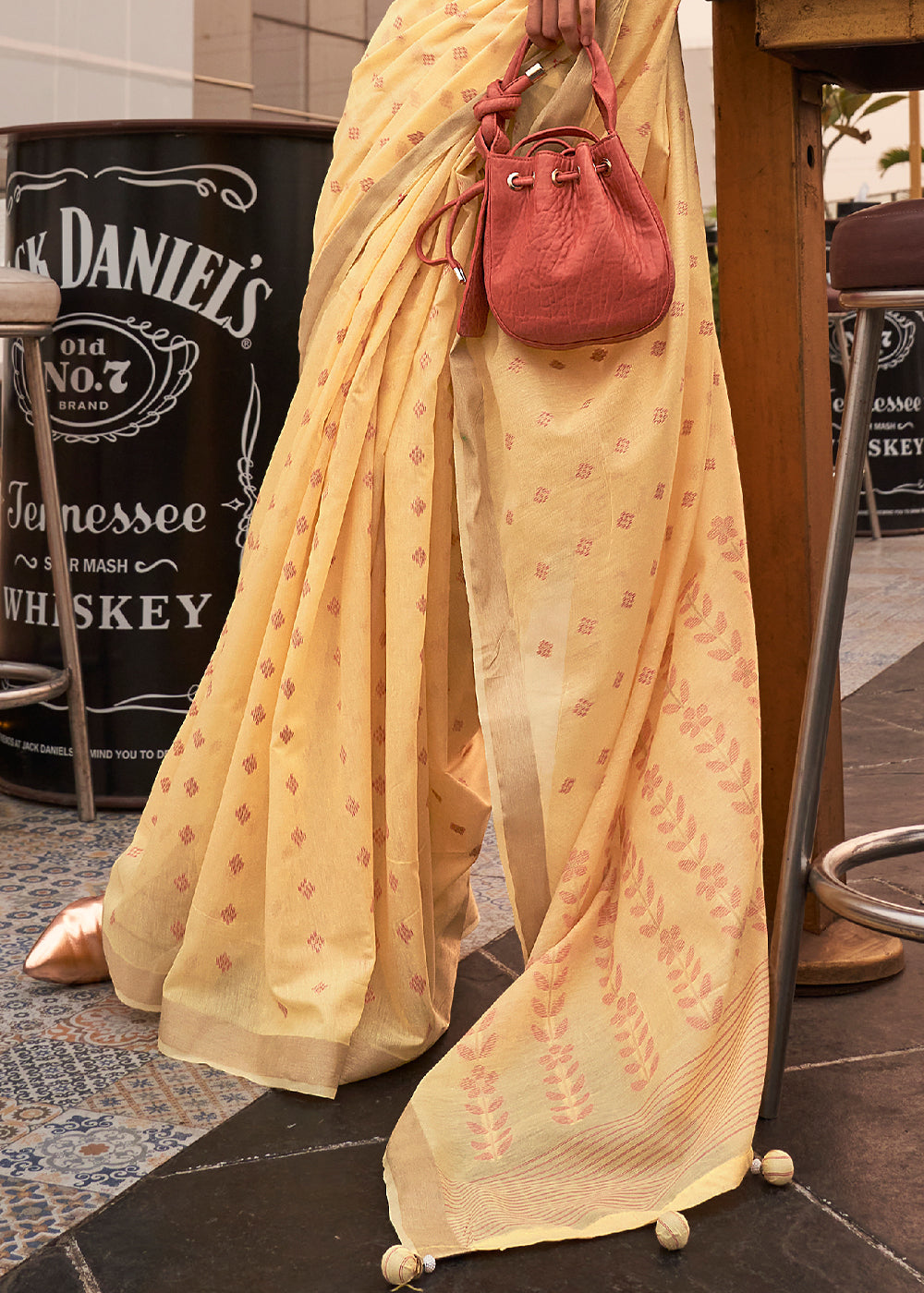 Royal Yellow Handloom Weaving Banarasi Cotton Silk Saree