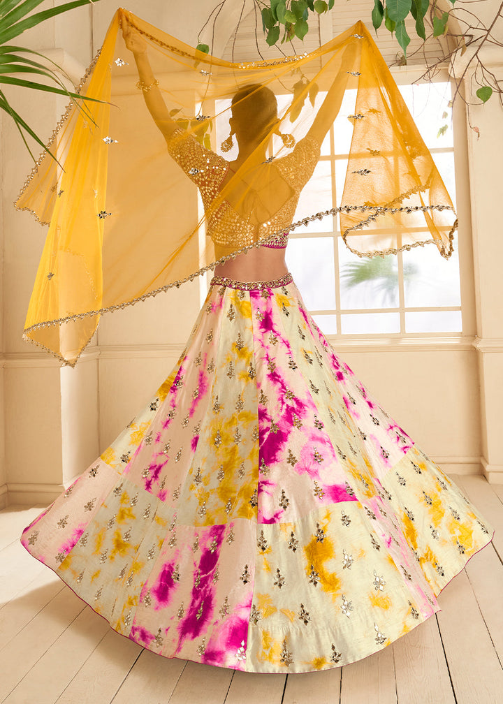 Multicolored Designer Silk lehenga Choli with Foil work