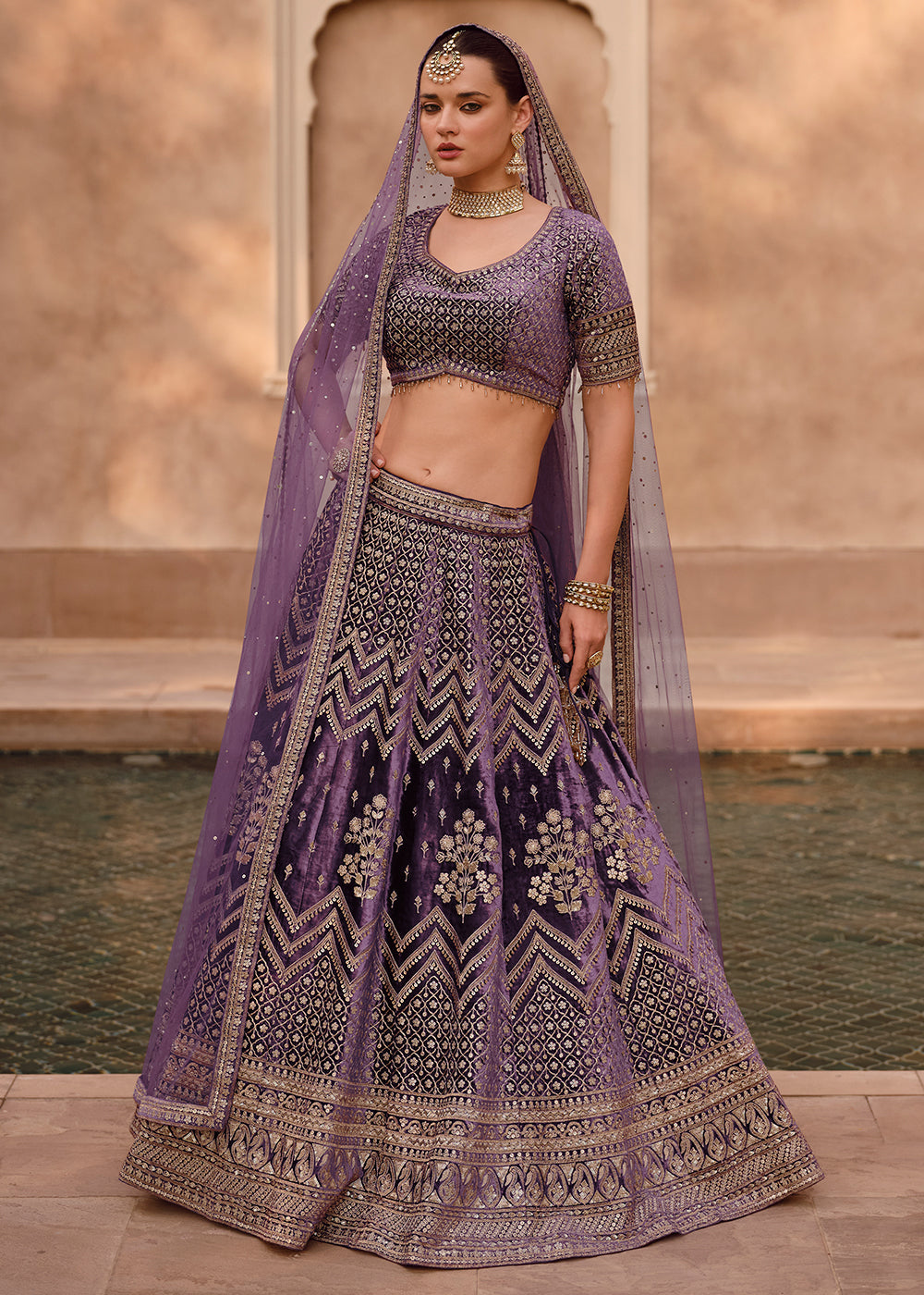 Shades Of Purple Ready to Wear Designer Viscose Lycra Silk Lehenga Choli With Fully Embroidered work