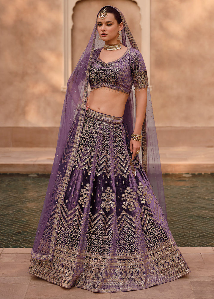 Shades Of Purple Ready to Wear Designer Viscose Lycra Silk Lehenga Choli With Fully Embroidered work
