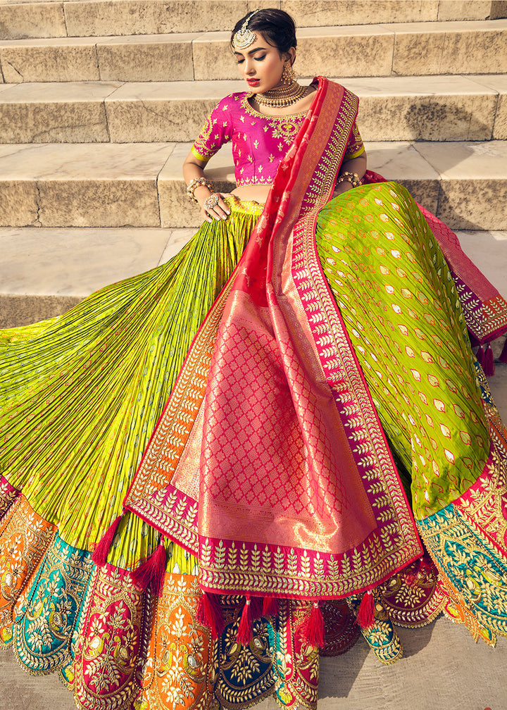 Pear Green Banarasi Silk Lehenga Choli with Heavy Embroidery Work: Top Pick