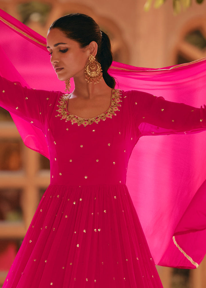 Magenta Pink Designer Anarkali Suit with Embroidery work