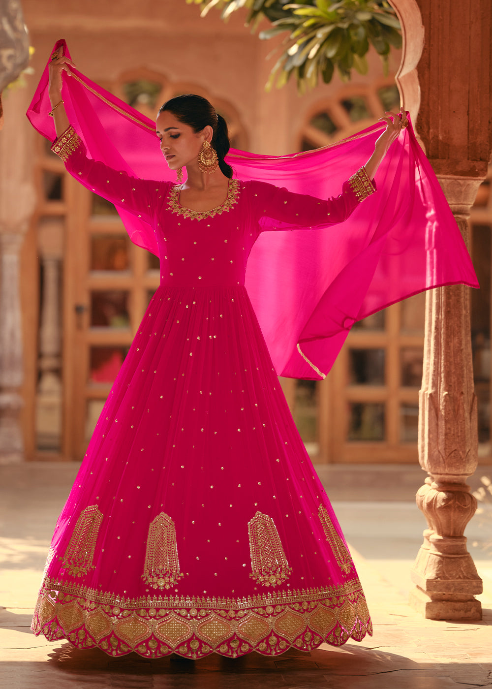 Magenta Pink Designer Anarkali Suit with Embroidery work