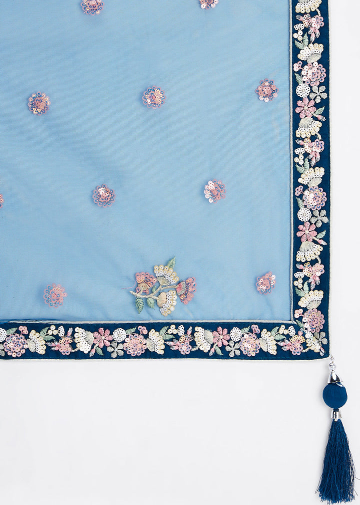 Navy Blue Net Lehenga Choli With Sequins & Thread Embroidery Work