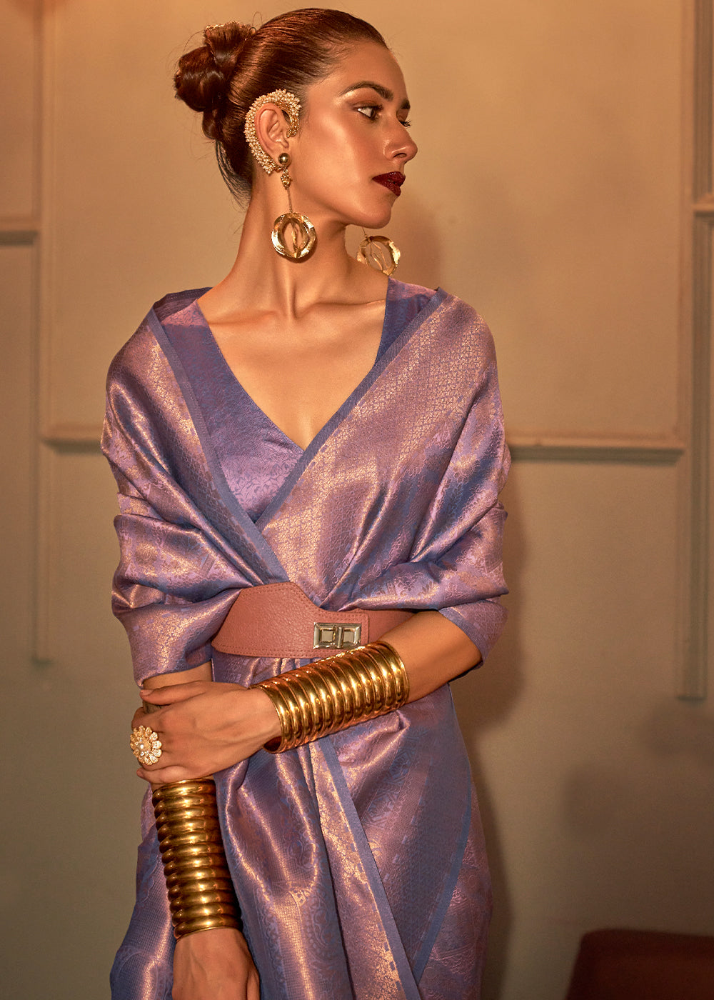 Iris Purple Two Tone Handloom Weaving Kanjivaram Silk Saree : Top Pick