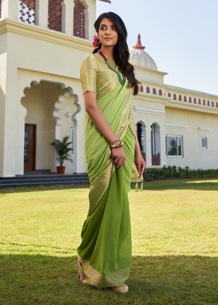 Shades Of Green Woven Georgette Saree