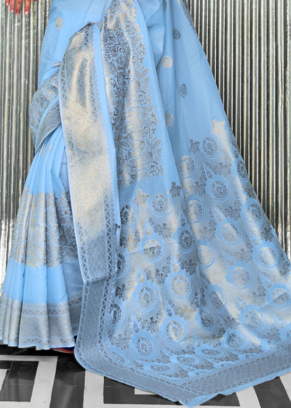 Maya Blue Zari Woven Designer Silk Saree